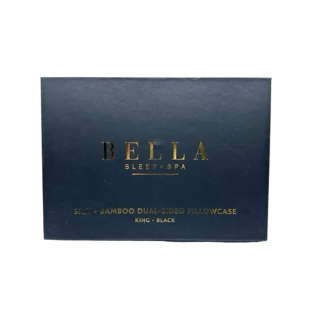 Bella Sleep + Spa | Silk + Bamboo Dual-Sided Pillowcase - King - Black